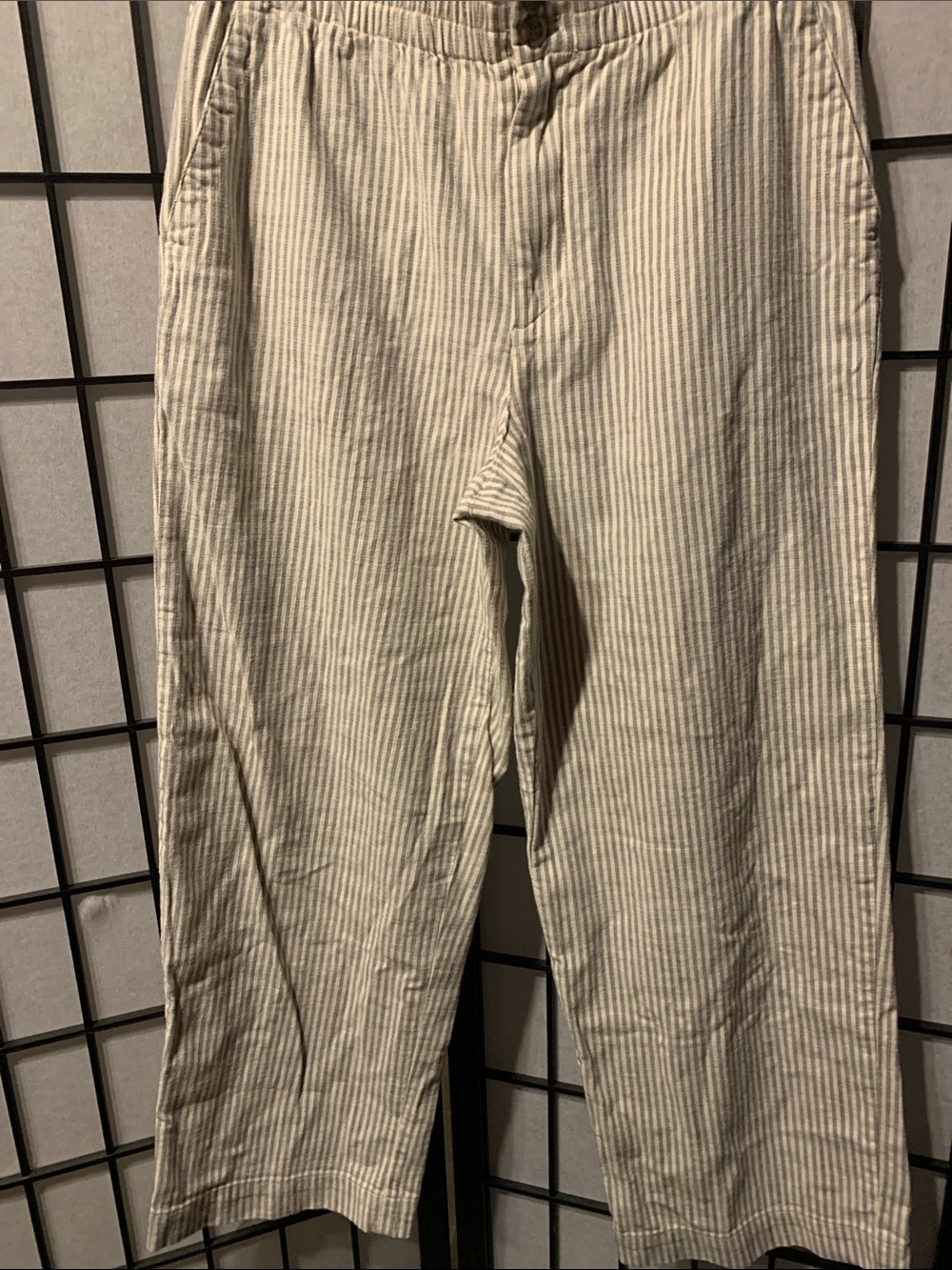 Marine Layer Women's Striped Chinos in Off-White Size Medium
